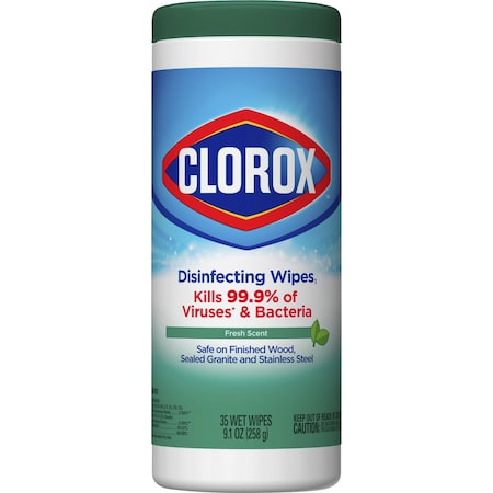 Clorox Disinfecting Cleaning Wipes, Canister, Fresh, Green, 12 PK CLO01593CT